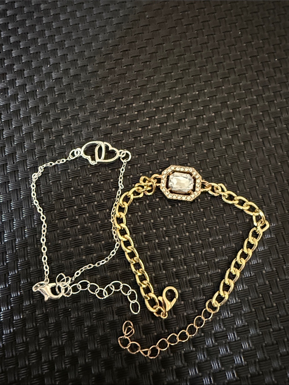 Gold Chain Bracelet with Clear Stone Accent - Women Jewelry